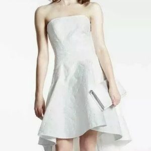 White Strapless Jacquard Fit & Flare Dress